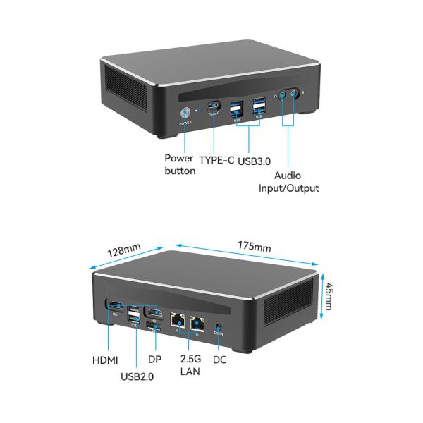Core i5 1240P Intel Mini PC с DDR4 64G Dual Ethernet Dual HDMI для домашнего офиса