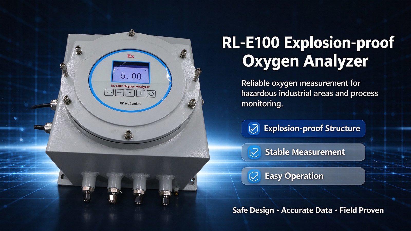 Explosion Proof Laser Oxygen Purity Analyzer EX d IIC T6 Gb O2 Gas Detector