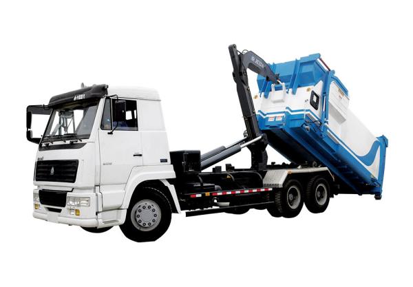 White Garbage Compactor Truck lifting capacity 1000kg , hooking time ≤30s