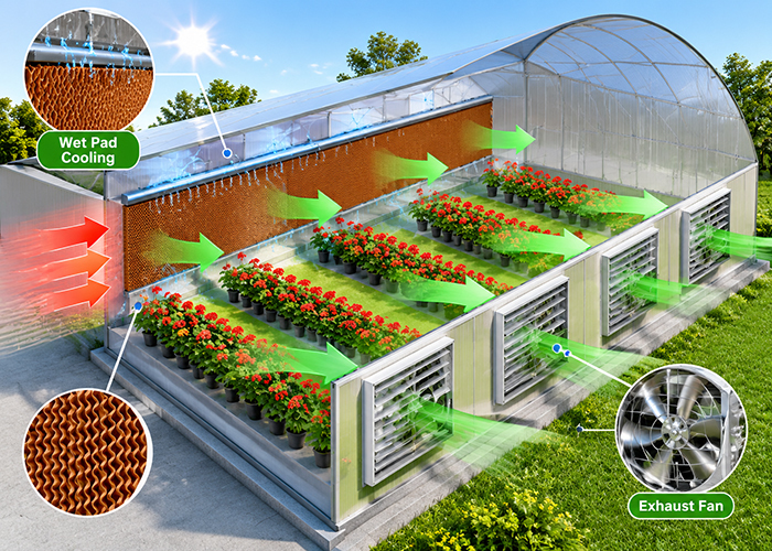 Evaporative Wet Pad & Fan Cooling System For Greenhouse & Poultry House