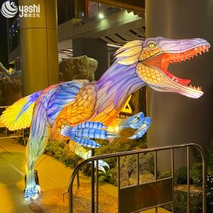 Lifelike Dinosaur Sculptures with LED Outdoor Lighting - Perfect for Theme Parks