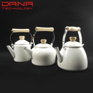 Customized Logo Enamel Simple Carbon Steel White Enamel Tea Pot Kettle Vintage