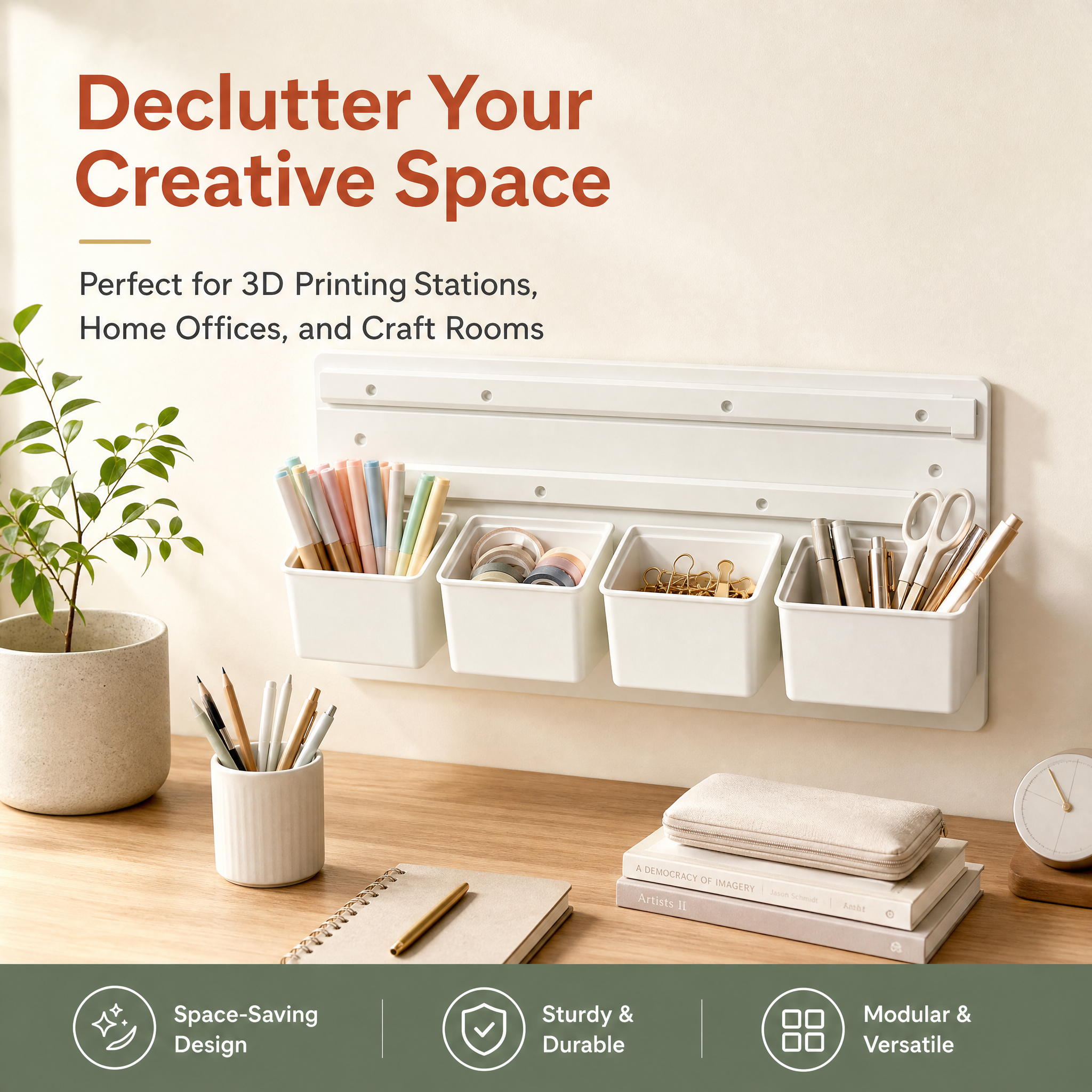 Sturdy PETG 3D Printed Decor Customizable Garage Wall Mounted Makeup Organizer