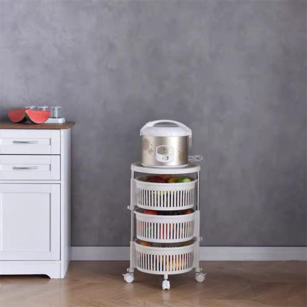 Non-folding Rack Rotating Vegetable Shelving for Sustainable Kitchen Floor Storage