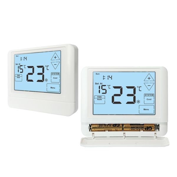 Digital HVAC Programmable Thermostat Electronic Room 24V LCD Battery Thermostat Offering Backlight Color White Blue Green and Temperature Control Ranges 44°F to 90°F 7°C to 32°C for Climate Solutions