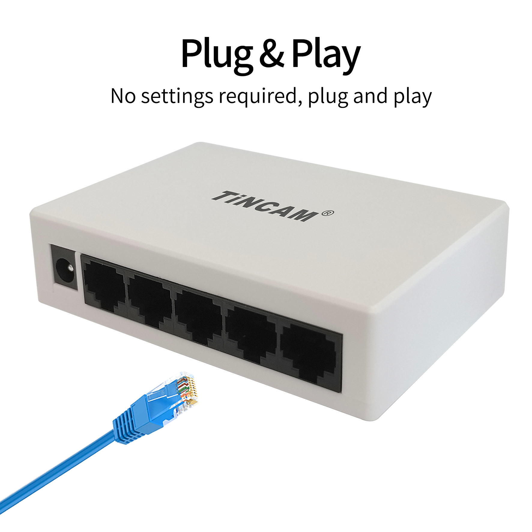 5-Port Gigabit Ethernet Switch Unmanaged Plug & Play Network Switch 10/100/1000Mbps RJ45 Desktop Plastic Housing External 5V Power Adapter TBC-S5005ES