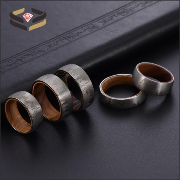 Anillo de madera de bosque para hombre, personalizado, con forro de madera de 8 mm, certificado de tasación de terceros