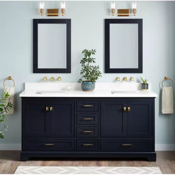 Vanity Combo Black Tall Narrow 36 Inch Bathroom Vanity with Solid Wood and Countertop