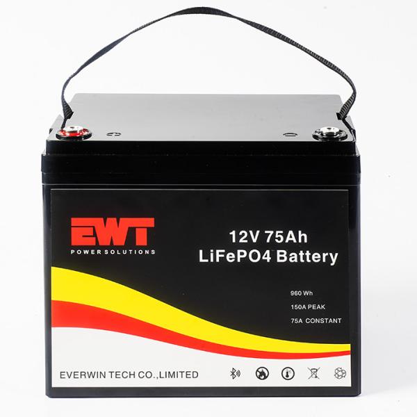 Armazenamento de carrinhos de golfe Bateria de reposição de lítio LiFePO4 LFP de 12V 12.8V 75Ah Bateria de reposição de lítio ferro fosfato