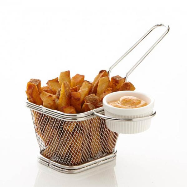 Food Grade Stainless Steel Wire Mesh Basket , Mini French Fry Baskets