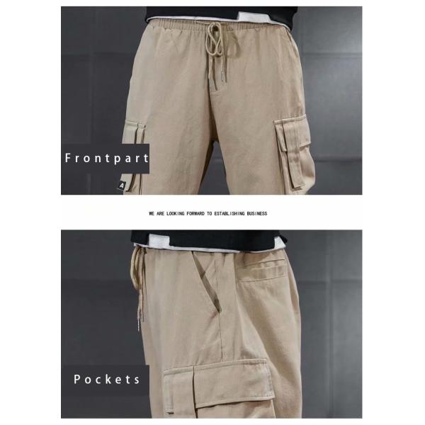 XMAMLON Custom Logo Men's Cargo Pants with Drawstring Waist and Polyester/Cotton Fabric