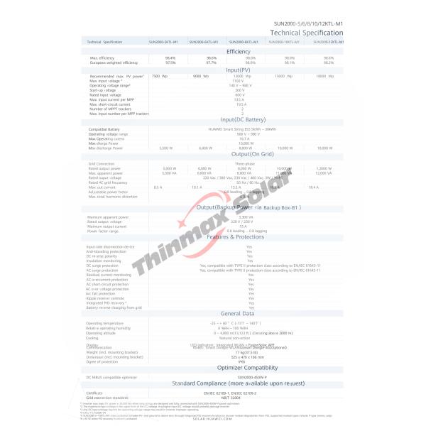 Huawei Hybrid inverter SUN2000-8KTL-M1 5KW 6KW 8KW 10KW 12KW Three phase HUAWEI inverter