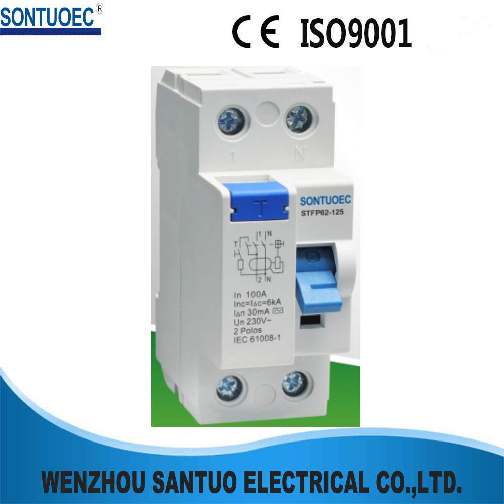 переключение IEC61008 изоляции автомата защити цепи 2P 4P 6KA 100 Amp RCCB