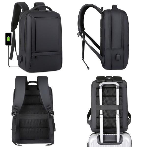 Geometric Pattern Unisex Fashionable Blue Black Anti-Theft Waterproof Lightweight Laptop Backpack for Business Travel