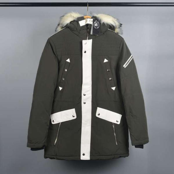 Men's Fur Linning Longline Coats And Jackets Clothing Color Blocked Heavy Parka Jacket