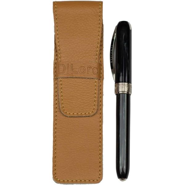 Single Pen Case Holder Sleeve Thick Buffalo Full Grain Leather (Buffalo Light Tan)