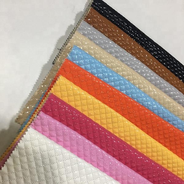 Trade Assurance Hot Sale Shiny Pu Synthetic Embroidered quilted shoe leather