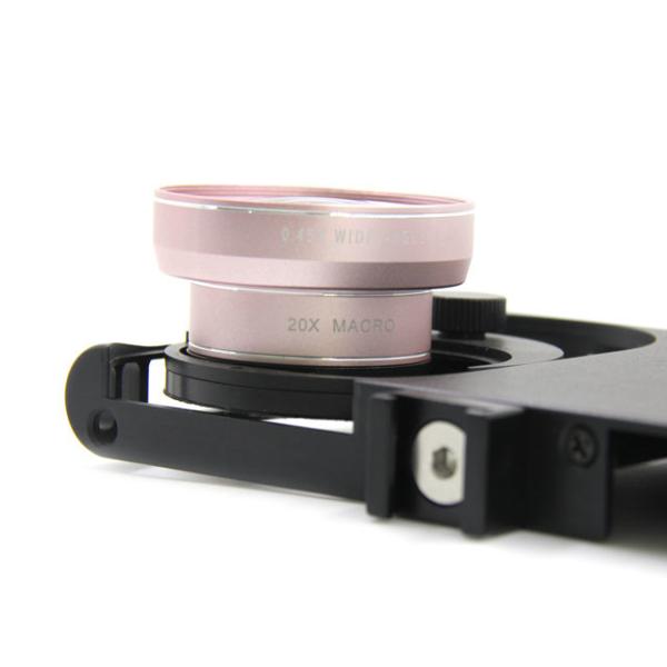 Rose Gold External Phone Camera Lens 0.45X Wide Angle Smartphone Macro Lens