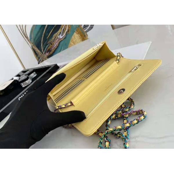 Inclined Shoulder Cowhide 19cm Luxury Brand Wallet With Chain