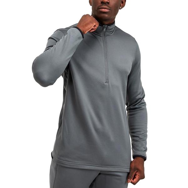Customize Logo Lightweight 100% Polyester Long Sleeve Half Zip Design T Shirts Men Sportswear
