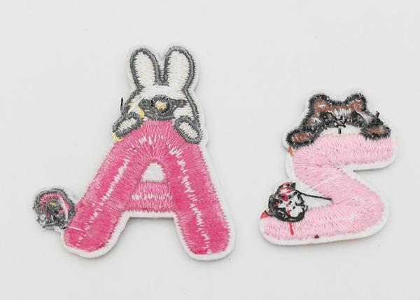 Kids Clothes Iron On Embroidered Letters , Washable Stick On Patches For Clothes