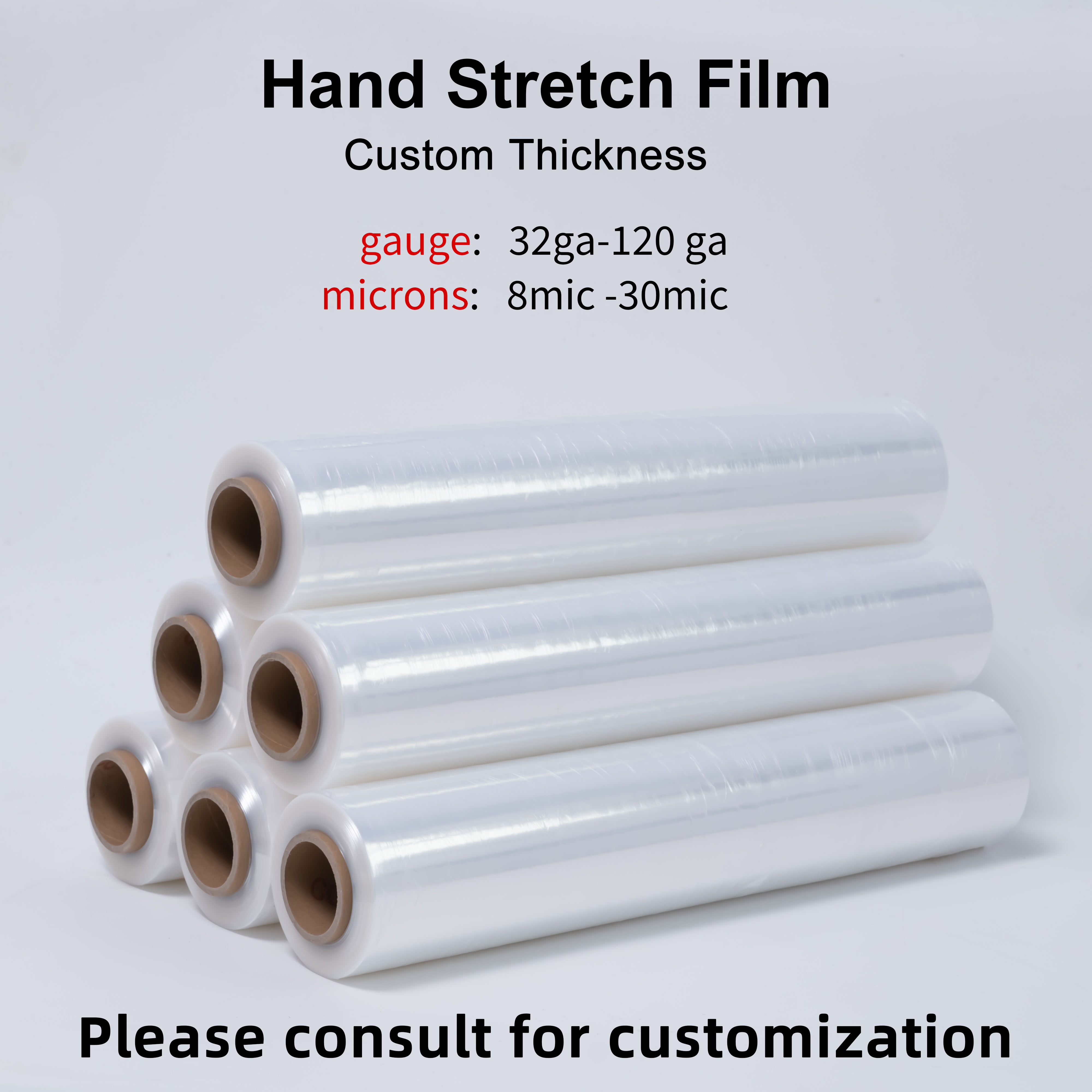 Premium High Elastic Tear Resistant LLDPE Transparent Protective Hand Stretch Film Rolls for Pallet Logistics Industrial Packing