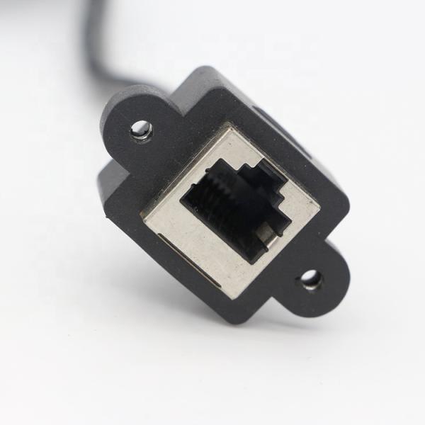 Custom 6FT Screw Locking Stud Network Ethernet Female Socket RJ45 Panel Mount Extension Cable