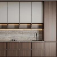Armoires de cocina de madera de granos para villa