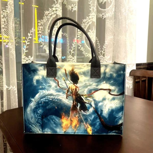 Nezha Ao Bing Demon Child Felt Handbag Student Handbag Large Capacity Tote Bag Gift Bag Custom Wholesale Tote Bag with Handles Duty Tote Shopping Felt Bags