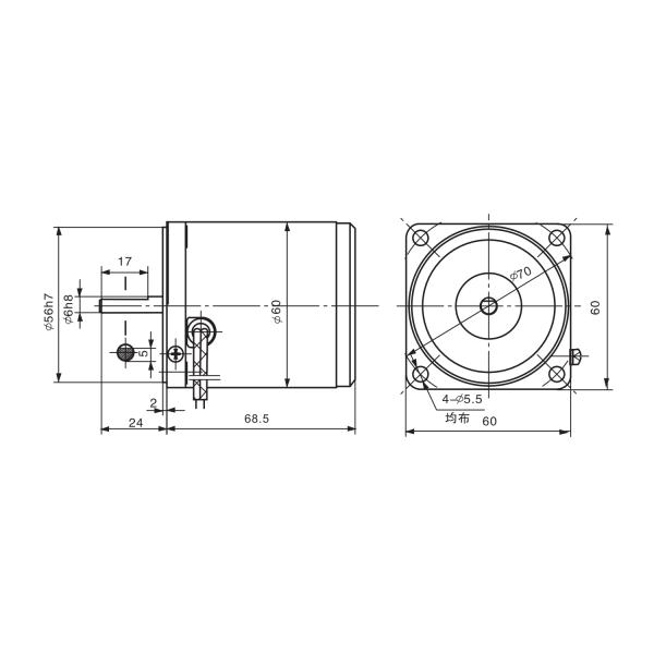 Longitud 68m m 110VAC 220VAC del motor de inducción de la CA de la frecuencia 50Hz para la robótica