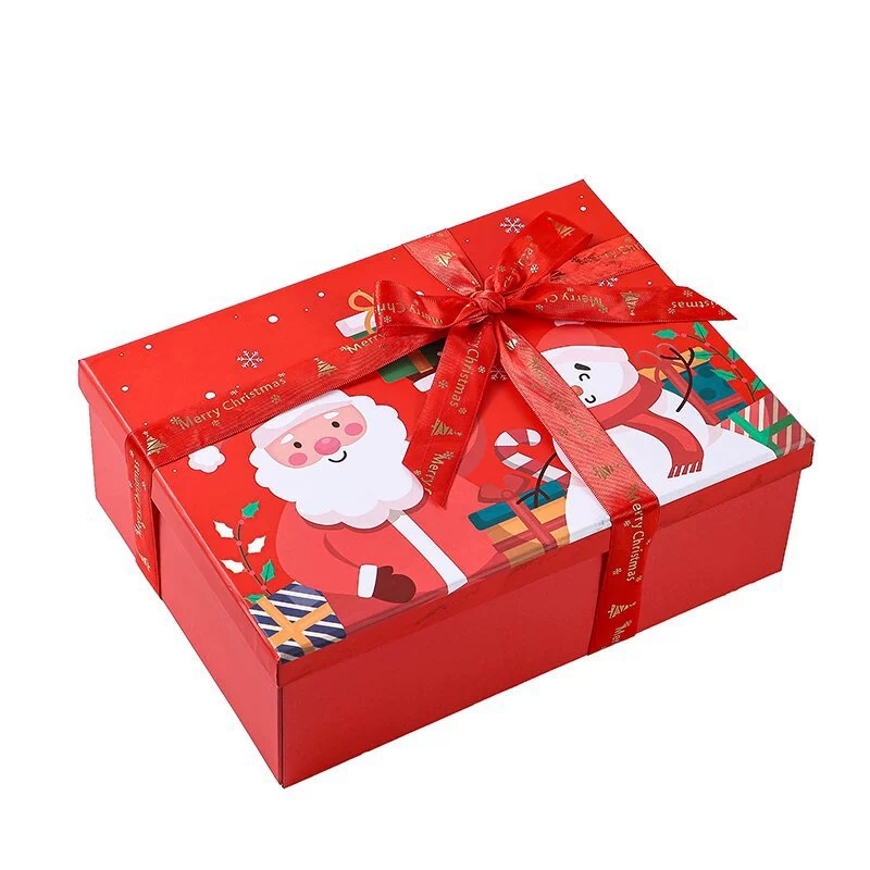 Christmas Rigid Gift Box With Ribbon Closure For Holiday Packaging