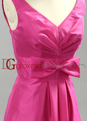 2013 A-line v-neck pleated short taffeta pink bridesmaids dresses BMGD3030