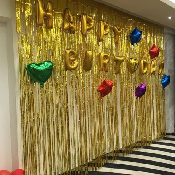 Laser Foil Curtain Fringe Christmas Party Decoration Indoor / Outdoor Waterproof PET