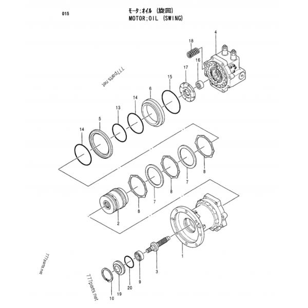Hitachi EX100-3 4334355 Kit de moteur de balancement pour mini-excavatrice
