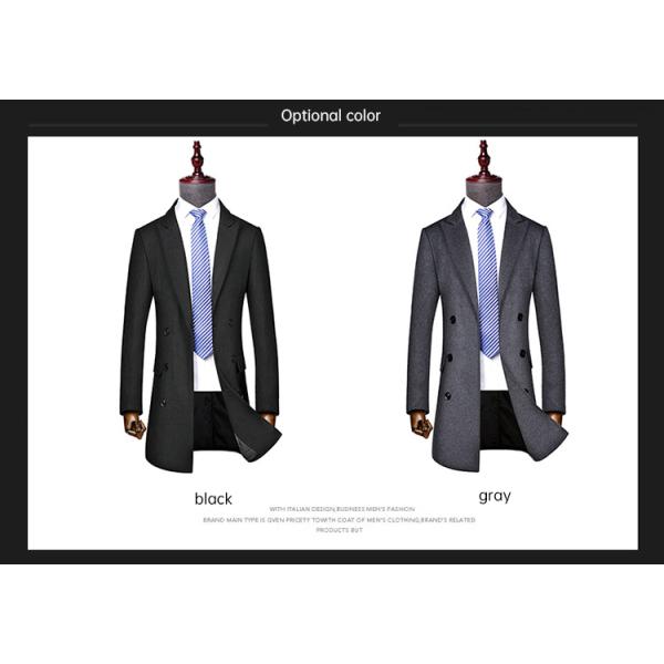 Business Casual Double-Breasted Men's Woolen Coat in Standard Thickness Canvas Fabric
