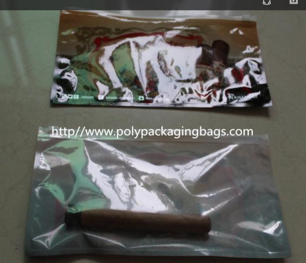 Brown LDPE Cigar Bag With Zippered Head Zip Lock Cigar Humidor Bags With Slider