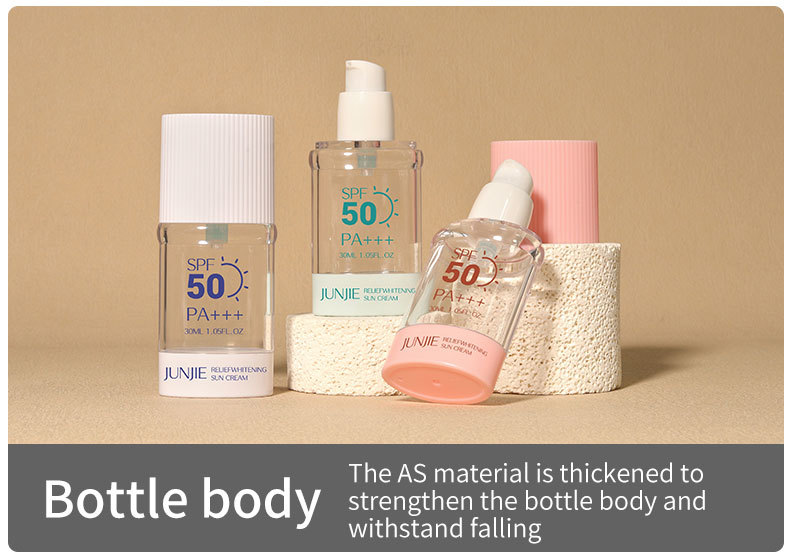 Factory Wholesale Custom Logo 30ml Oval AS Plastic Airless Lotion Pump Bottle Empty Sunscreen Cream Cosmetic Packaging OEM ODM