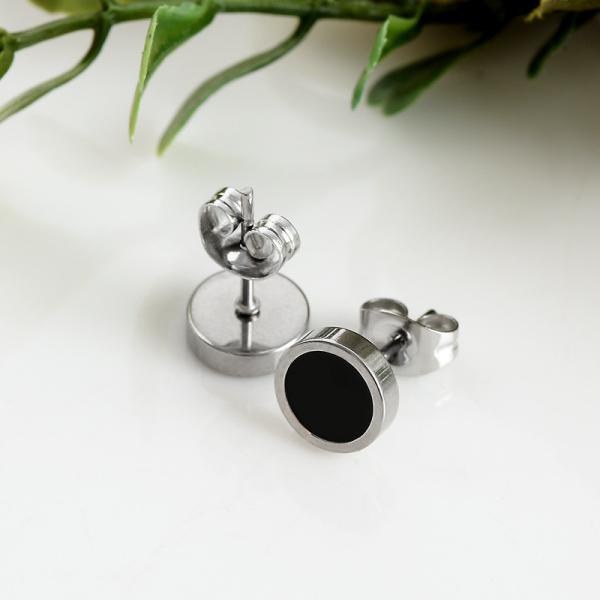 Titanium steel oil unilateral round dumbbell Style stud earrings for women men lover couples Jewelry Gifts 6mm-12mm