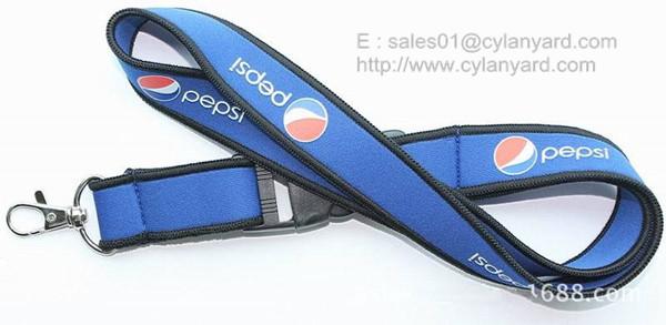 ROHS approved neoprene rubber neck lanyards, neoprene SBR id badge ribbons,