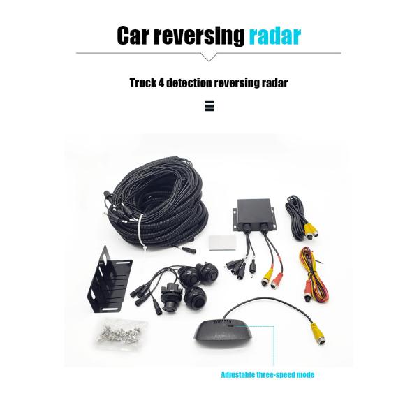 Waterproof Truck Parking Sensor System with LED Display, 4 Digital Sensors DC 12‑24V Reversing Radar for Heavy Duty Truck