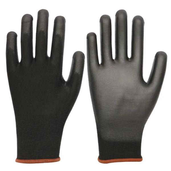 Seguridad en el trabajo con electrones industriales Guantes de poliuretano negro Guantes recubiertos de PU EN388 4131X