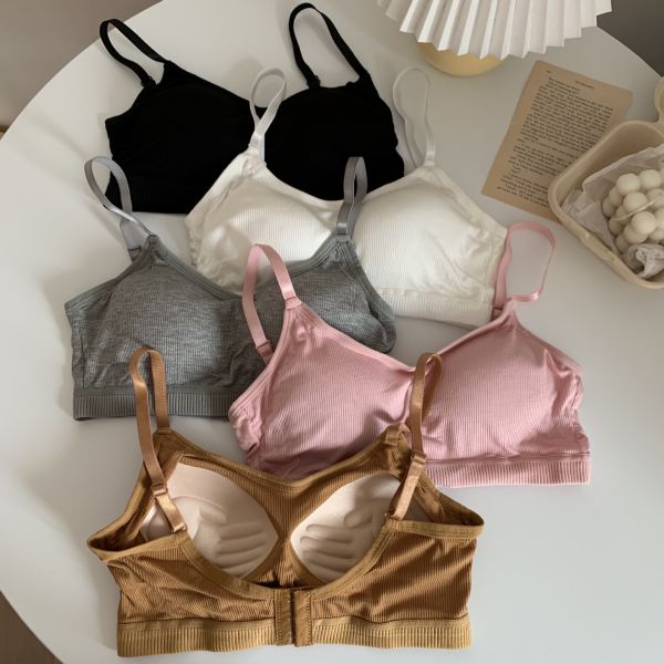 New Style Women Wholesale Pure Cotton Ribbed Bra Thin Slim Girl Special Cotton Bra Low Minimum Order Quantity Wholesale