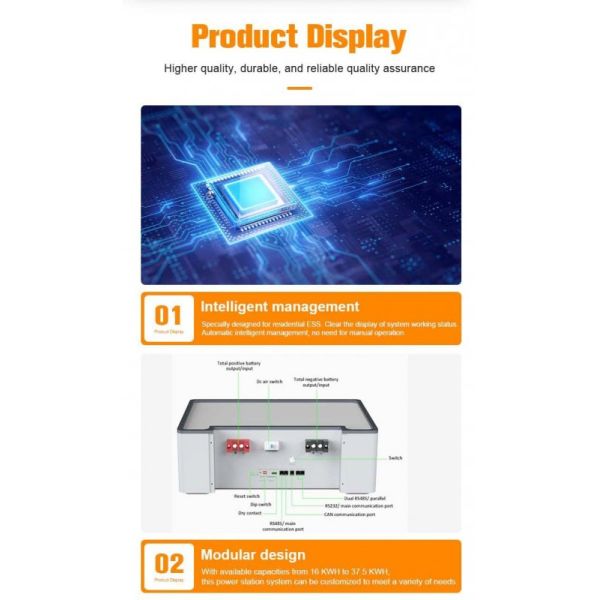 51.2V 15 KWH SPS002 Split Stackable LiFePO4 5KW Solar Inverter for Home Backup Off-Grid Use