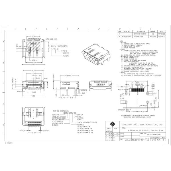 LCP SMT DIP Solder Micro Usb Socket Female Feet 1.4mm