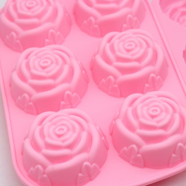 Rose Flower Shape Chocolate Mould for Silicone Cake Decoration Baking in Rose Red 3D