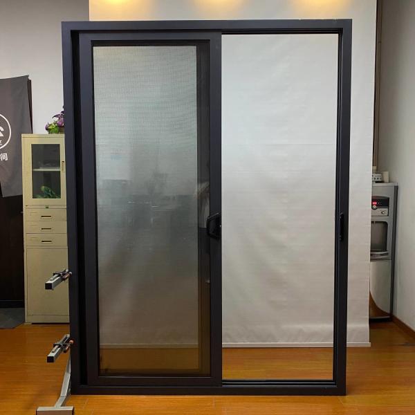 Black Security Lock Sliding Folding Glass Doors Exterior Security System Aluminum Sliding Glass Doors