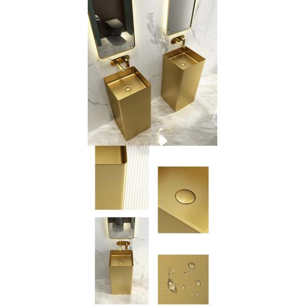 Square Column Stainless Steel Pedestal Sink Washbasin Floor Standing Type