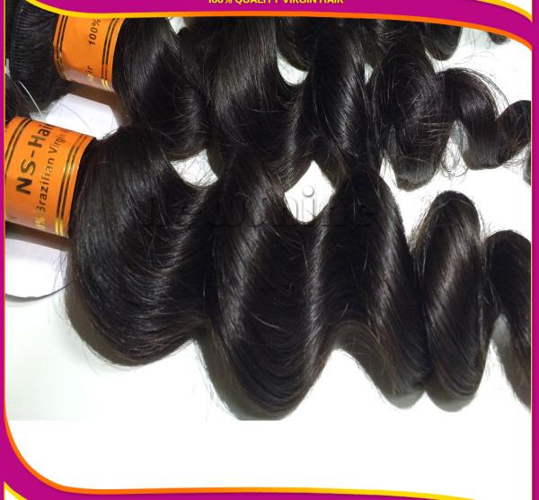 Top Quality Unprocessed 100%  Brazilian Human Hair Wefts Premium Quality Bouncy Virgin Hair Loose Wave With Closure