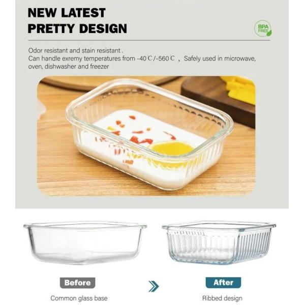 IKOO 4 Lock Glass Food Container -40°C to 560°C Heat Resistant