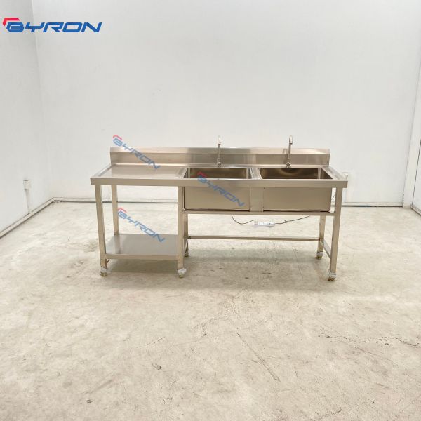 Customization Stainless Steel Sink Bench Commercial Sink Bench With Splashback